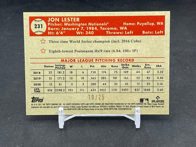 2021 TOPPS CHROME PLATINUM ANNIVERSARY - ORANGE & YELLOW ANNIVERSARY - J. LESTER - #231 - #'D/25