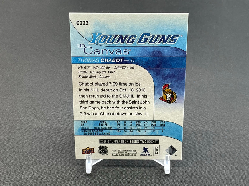 2016 UPPEER DECK SERIES TWO - UD CANVAS - YOUNG GUNS - T. CHABOT -