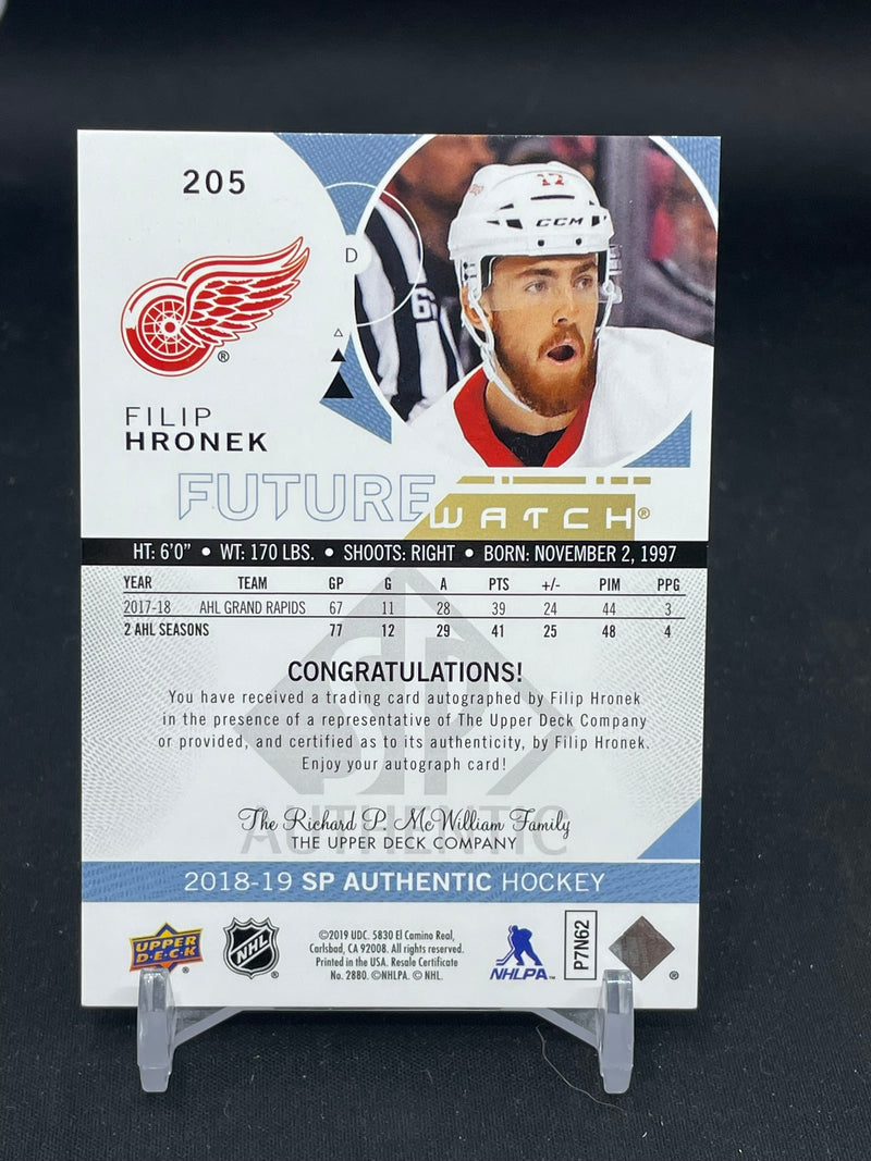 2018 UPPER DECK SP AUTHENTIC - FUTURE WATCH AUTO - F. HRONEK - #205 - #'D/999 - AUTOGRAPH - RC