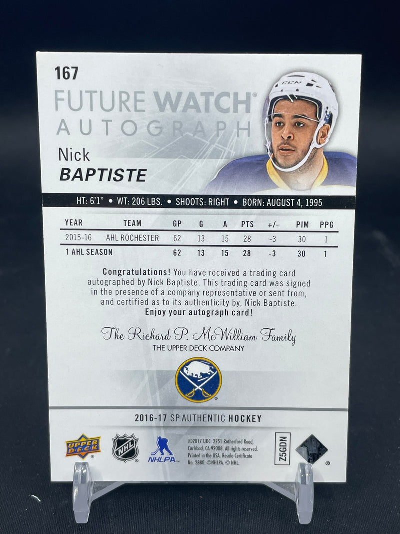2016 UPPER DECK SP AUTHENTIC - INSCRIBED FUTURE WATCH AUTO - N. BAPTISTE - #167 - #'D/999 - AUTOGRAPH - RC