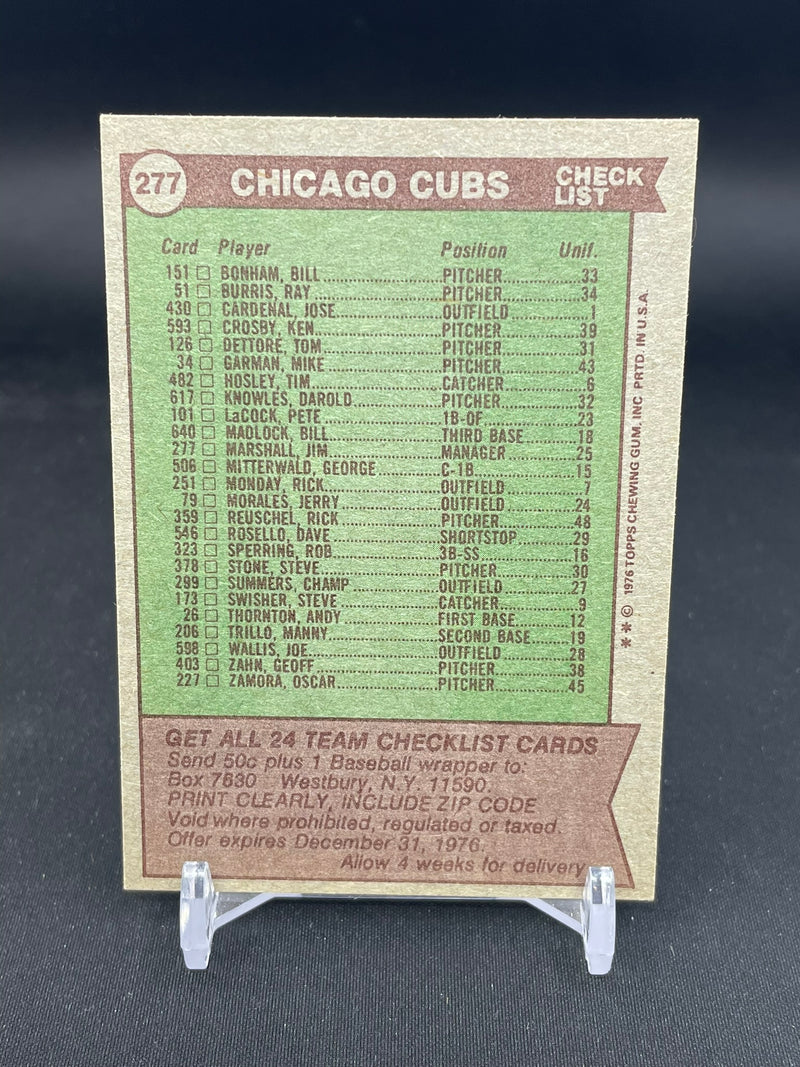 2014 TOPPS - TOPPS 75TH ANNIVERSARY BUYBACK - CHICAGO CUBS CHECKLIST -