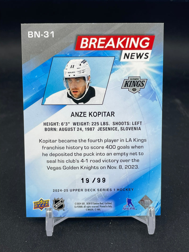 2024 UPPER DECK SERIES ONE - RED - BREAKING NEWS - A. KOPITAR - #BN-31 - #'D/99