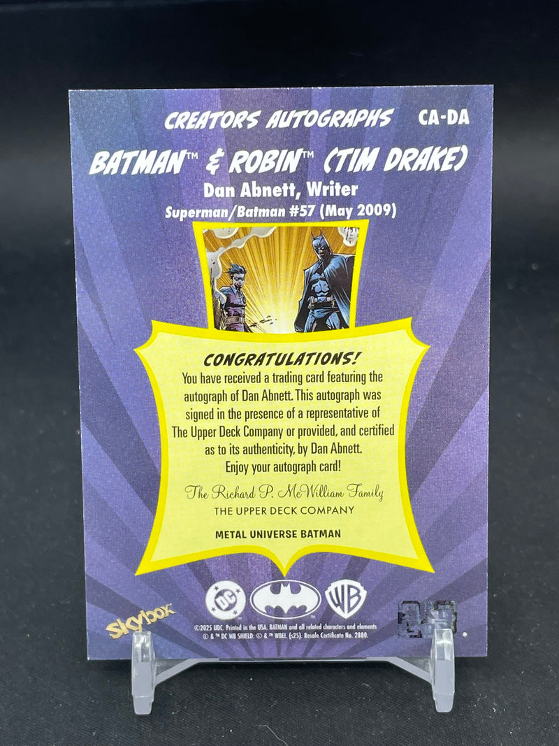 2025 UPPER DECK METAL UNIVERSE SKYBOX - CREATORS AUTOGRAPHS - BATMAN & ROBIN - D. ABNETT -