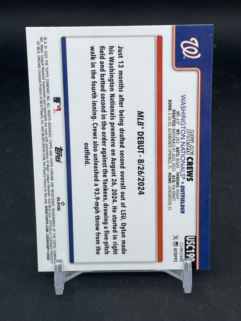 2025 TOPPS CHROME - RAYWAVE REFRACTOR - ROOKIE DEBUT - D. CREWS -