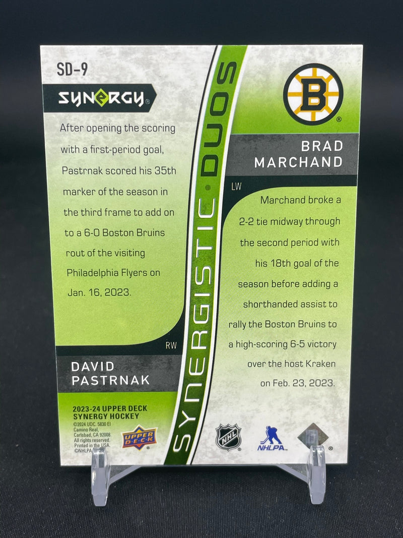 2023 UPPER DECK SYNERGY - SYNERGISTIC DUOS - GOLD - D. PASTRNAK / B. MARCHAND - #SD-9 - #'D/149