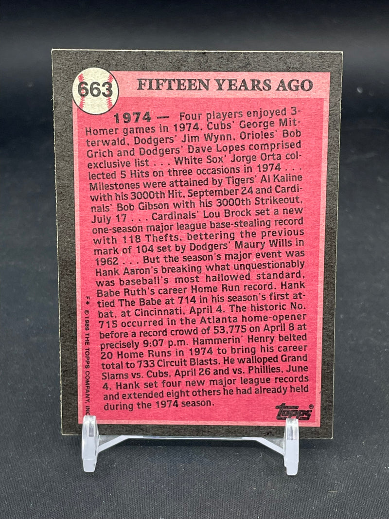 1989 TOPPS - TURN BACK THE CLOCK - H. AARON -