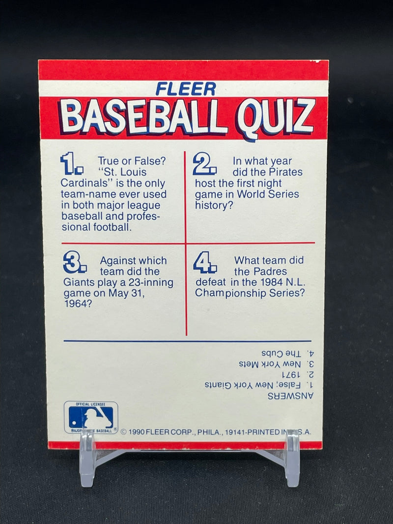 1990 FLEER ACTION SERIES STICKER CARD