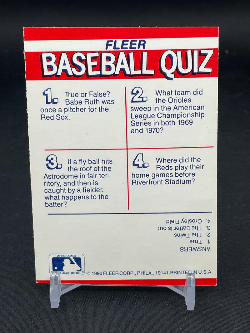 1990 FLEER ACTION SERIES STICKER CARD
