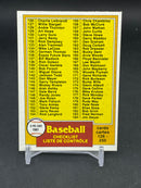1981 O-PEE-CHEE - BASEBALL CHECKLIST -