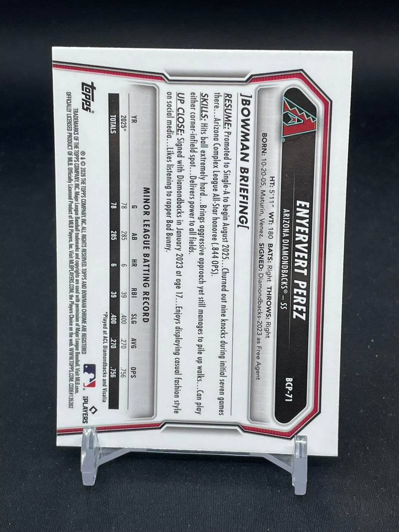 2026 TOPPS BOWMAN CHROME - GREEN REFRACTOR - 1ST BOWMAN - E. PEREZ - #BCP-71 - #'D/99