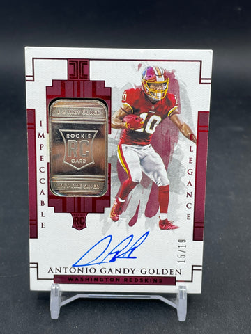 2020 PANINI IMPECCABLE - RED - ELEGANCE - A. GANDY-GOLDEN - #136 - #'D/19 - FINE SILVER RELIC - AUTOGRAPH