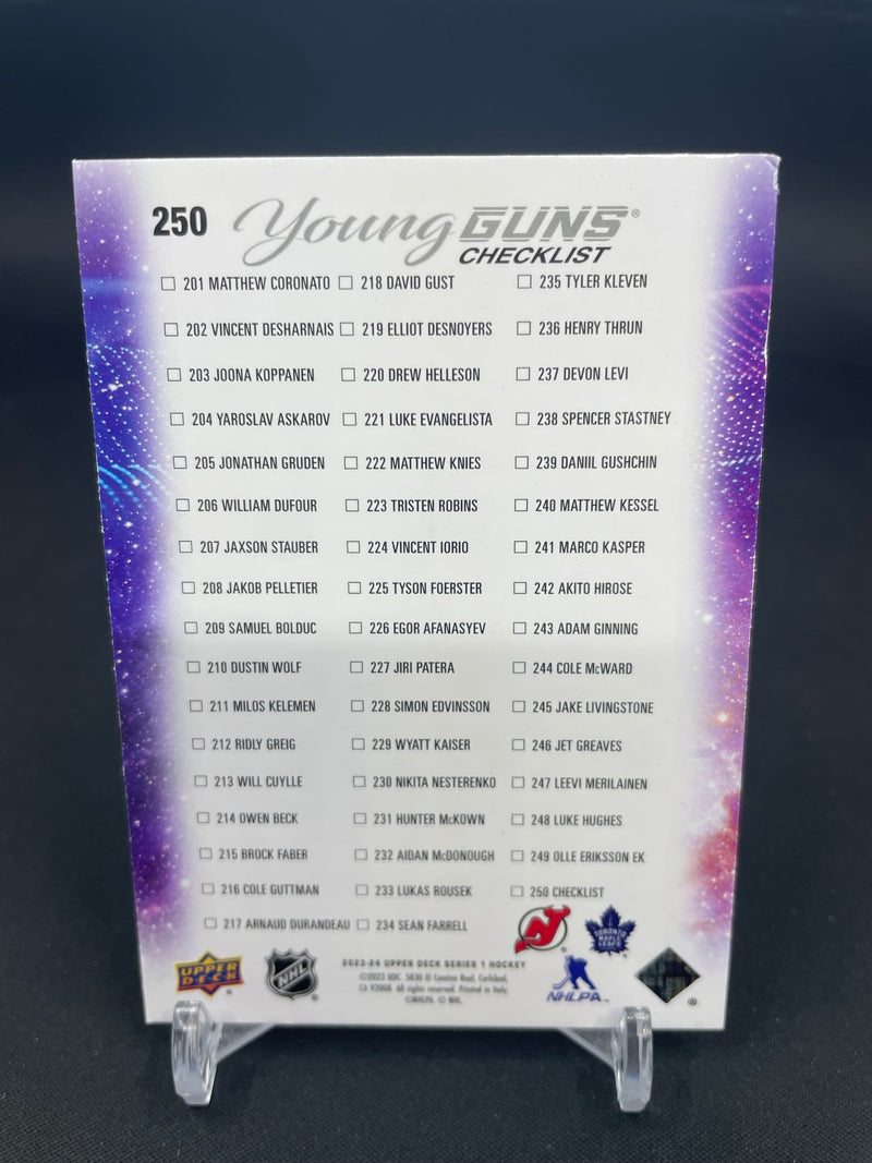 2023 UPPER DECK SERIES ONE - YOUNG GUNS CHECKLIST - L. HUGHES / M. KNIES -