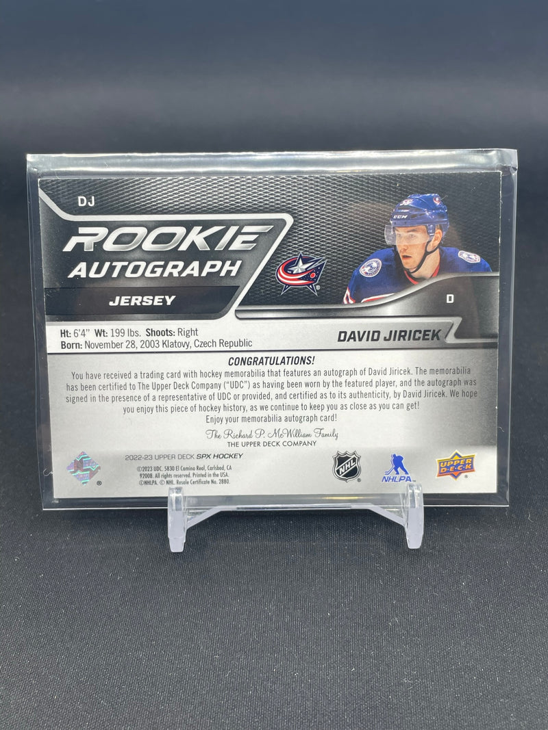 2022 UPPER DECK SPX - ROOKIE AUTOGRAPH JERSEY - D. JIRICEK - #DJ - #'D/375 - AUTOGRAPH - RELIC - RC