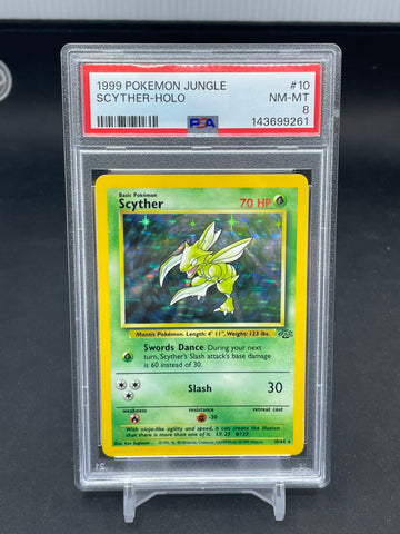 POKEMON - JUNGLE - SCYTHER - HOLO - #10 - PSA 8
