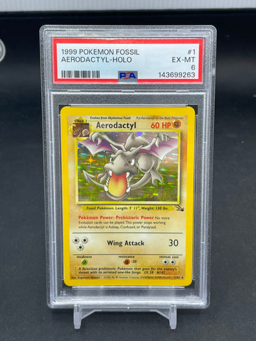 POKEMON - FOSSIL - AERODACTYL - HOLO - #1 - PSA 6
