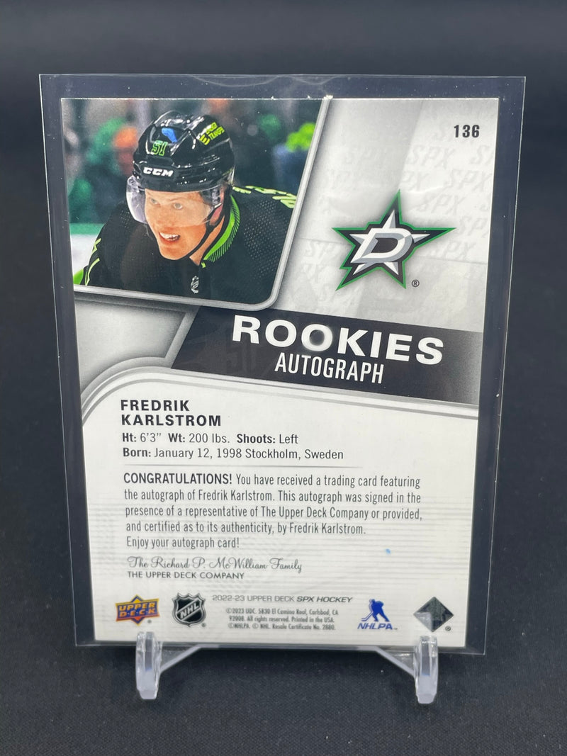 2022 UPPER DECK SPX - ROOKIES AUTOGRAPH - F. KARLSTROM -