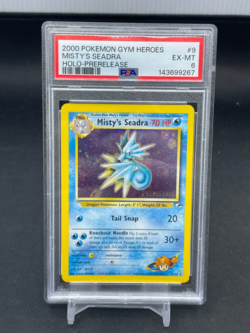 POKEMON - GYM HEROES PRERELEASE - MISTY'S SEADRA - HOLO - #9 - PSA 6