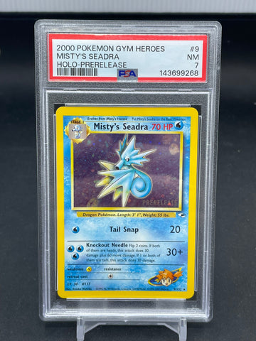 POKEMON - GYM HEROES PRERELEASE - MISTY'S SEADRA - HOLO - #9 - PSA 7