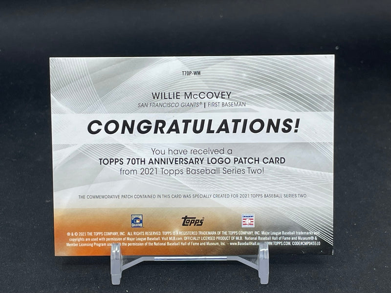 2021 TOPPS SERIES TWO - 70TH ANNIVERSARY LOGO PATCH - W. MCCOVEY -
