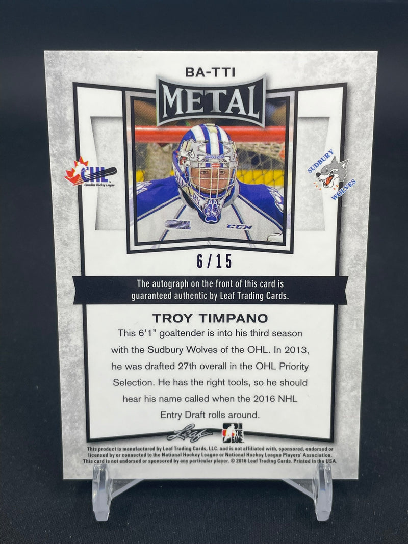 2016 LEAF METAL - PURPLE - T. TIMPANO - #BA-TTI - #'D/15 - AUTOGRAPH