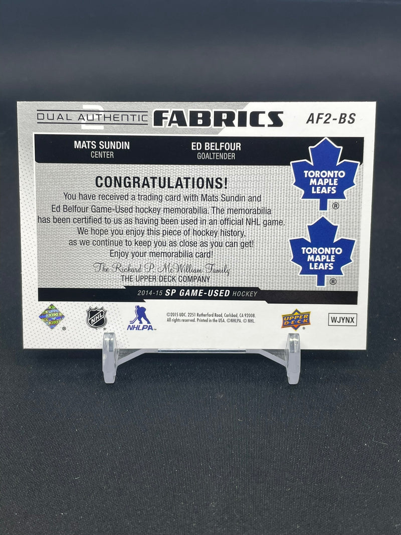 2014 UPPER DECK SP GAME USED - DUAL AUTHENTIC FABRICS - M. SUNDIN / E. BELFOUR -