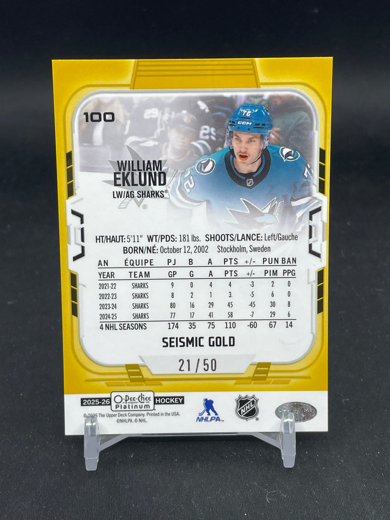 2025 UPPER DECK O-PEE-CHEE PLATINUM - SEISMIC GOLD - W. EKLUND - #100 - #'D/50