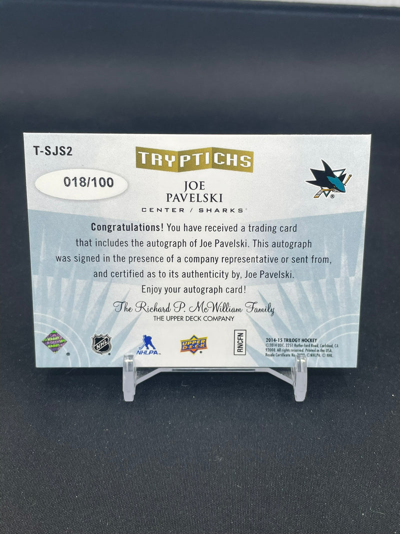 2014 UPPER DECK TRILOGY - TRYPTICHS - J. PAVELSKI - #T-SJS2 - #'D/100 - AUTOGRAPH