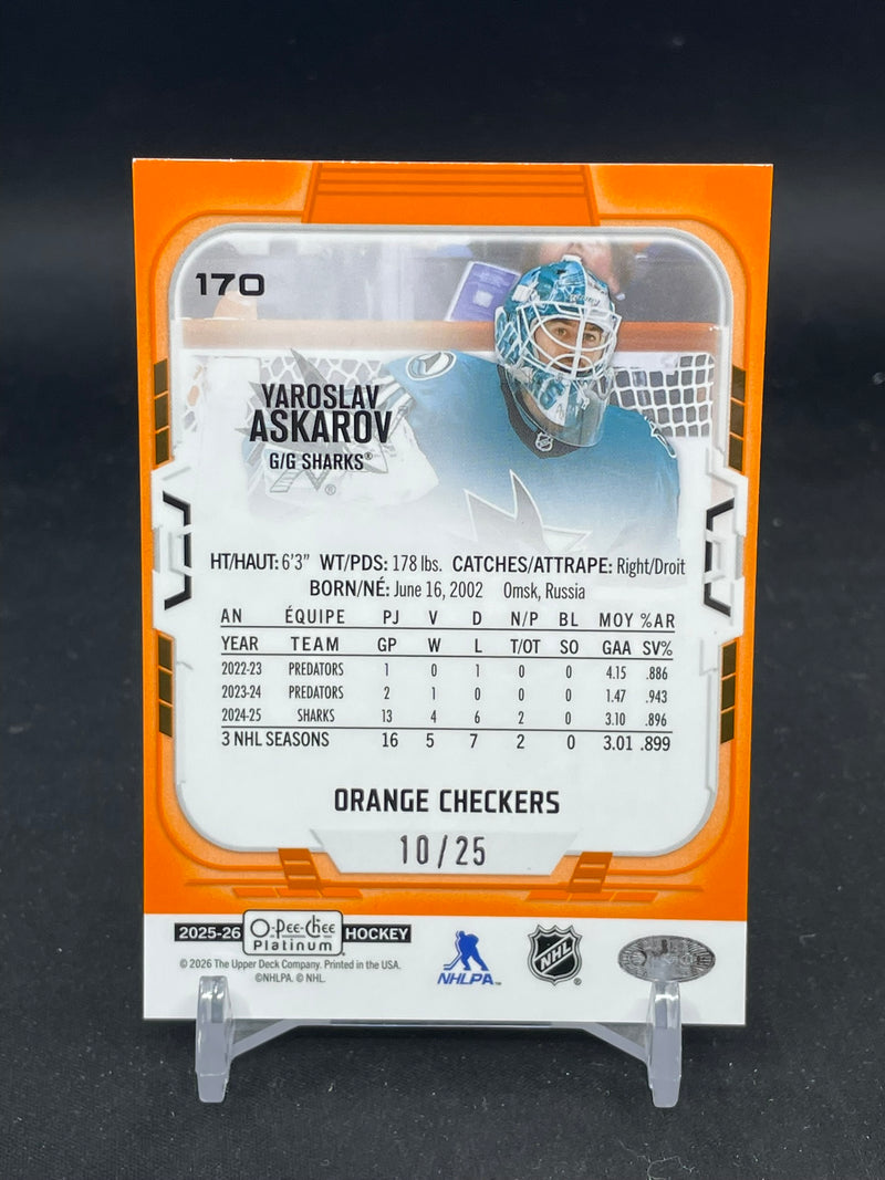 2025 UPPER DECK O-PEE-CHEE PLATINUM - ORANGE CHECKERS - Y. ASKAROV - #170 - #'D/25