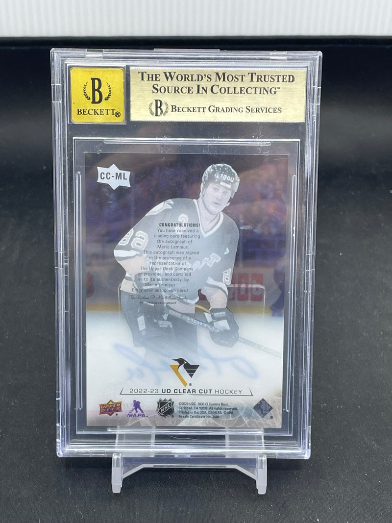 2022 UPPER DECK CLEAR CUT - UD EXCLUSIVES - M. LEMIEUX - #CCML - #'D/15 - AUTOGRAPH - BGS 9.5 & 10