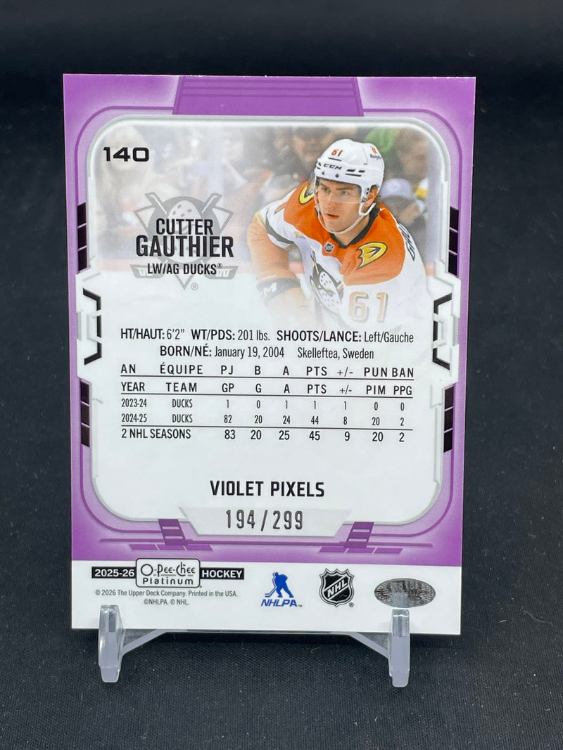 2025 UPPER DECK O-PEE-CHEE PLATINUM - VIOLET PIXELS - C. GAUTHIER - #140 - #'D/299 - AUTOGRAPH