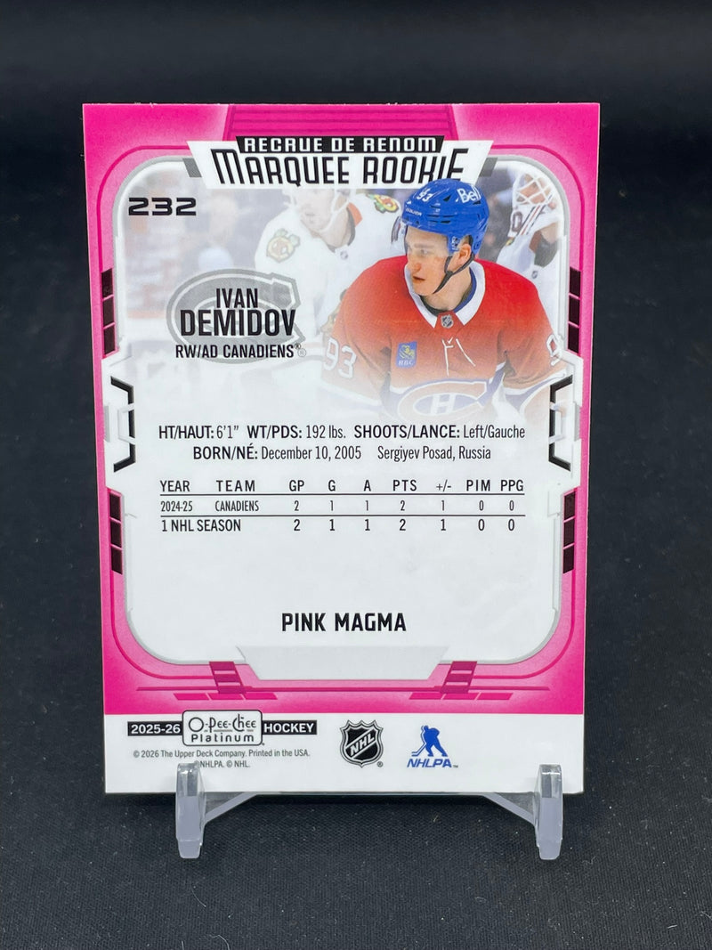 2025 UPPER DECK O-PEE-CHEE PLATINUM - PINK MAGMA - MARQUEE ROOKIE - I. DEMIDOV -