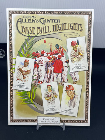 2008 TOPPS ALLEN & GINTER - BASEBALL HIGHLIGHTS JUMBO CARD - PHILLIES CATCH THE METS - #BH3