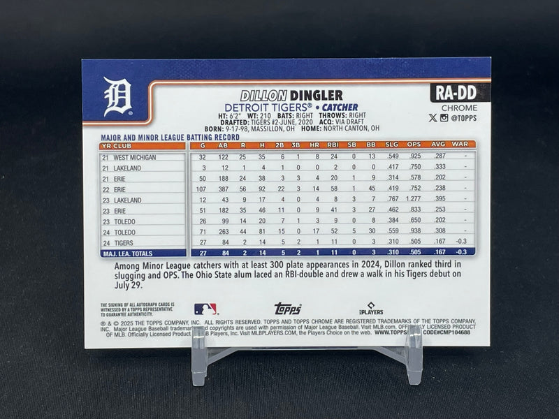2025 TOPPS CHROME - LAVA LAMP ORANGE - D. DINGLER - #RA-DD - #'D/85 - AUTOGRAPH - RC