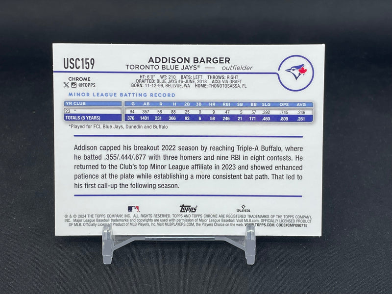 2024 TOPPS CHROME UPDATE - BLUE RAYWAVE REFRACTOR - A. BARGER - #USC159 - #'D/150 - RC
