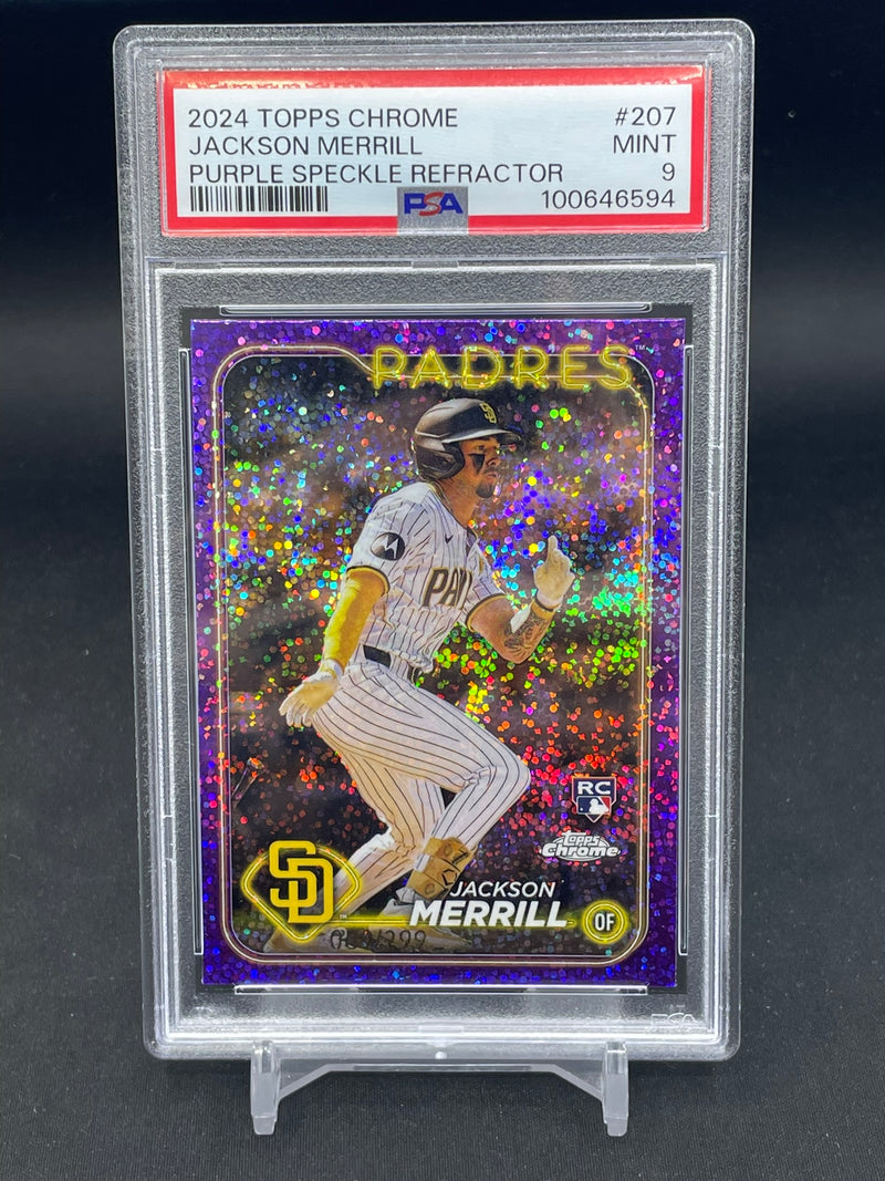 2024 TOPPS CHROME - PURPLE SPECKLE REFRACTOR - J. MERRILL - #207 - #'D/299 - PSA 9 - RC