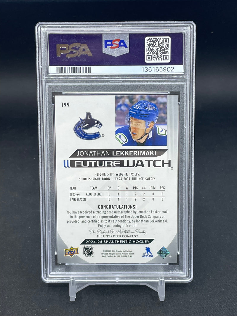 2024 UPPER DECK SP AUTHENTIC - FUTURE WATCH AUTO - J. LEKKERIMAKI - #199 - #'D/999 - AUTOGRAPH - PSA 9 & 10 - RC