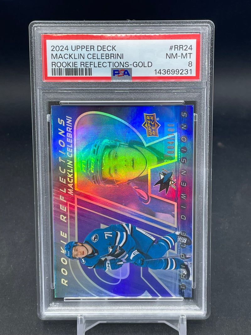 2024 UPPER DECK EXTENDED SERIES - GOLD - ROOKIE REFLECTIONS - M. CELEBRINI - #RR-24 - #'D/100 - PSA 8