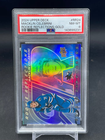 2024 UPPER DECK EXTENDED SERIES - GOLD - ROOKIE REFLECTIONS - M. CELEBRINI - #RR-24 - #'D/100 - PSA 8
