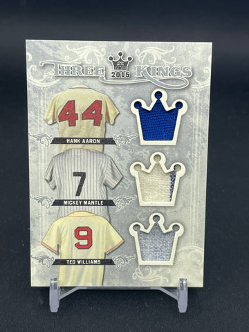 2015 LEAF SPORTKINGS - THREE KINGS - H. AARON / M. MANTLE / T. WILLIAMS - #TK-01 - TRIPLE GAME-USED RELIC