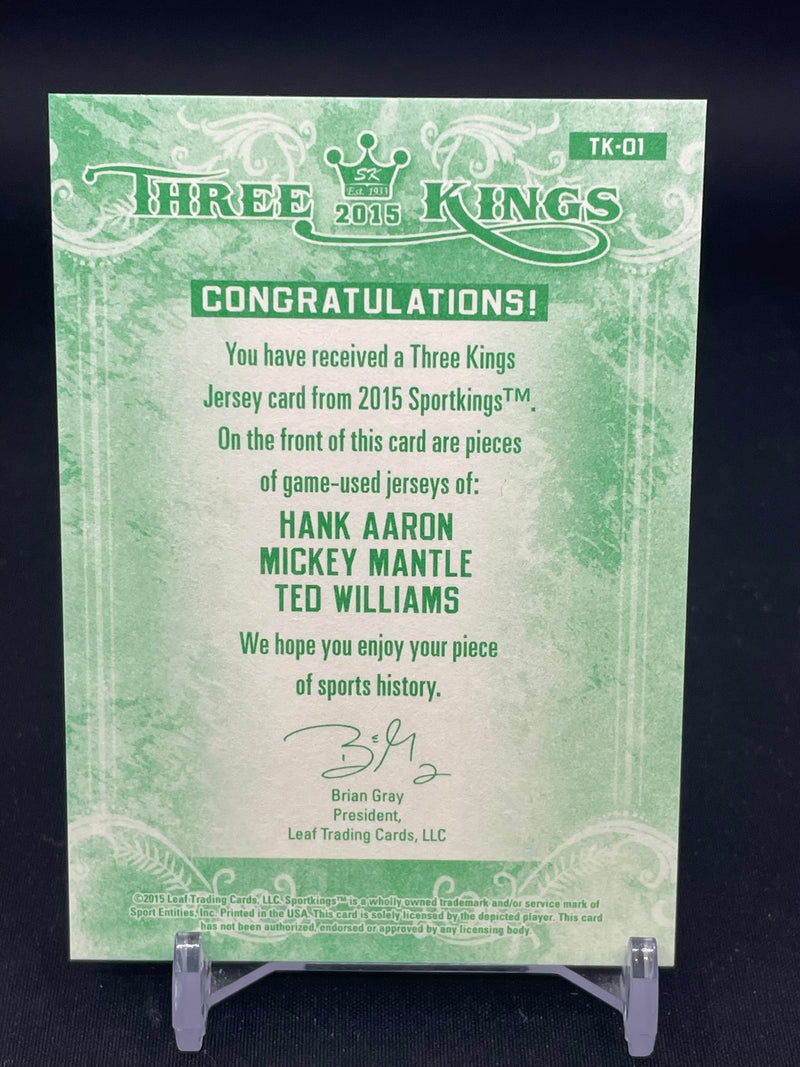 2015 LEAF SPORTKINGS - THREE KINGS - H. AARON / M. MANTLE / T. WILLIAMS -