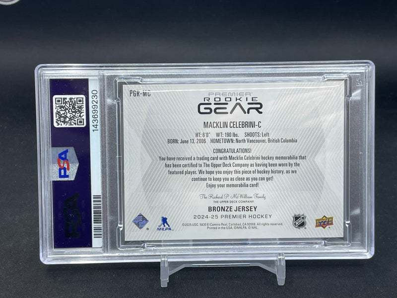 2024 UPPER DECK PREMIER - PREMIUM ROOKIE GEAR - M. CELEBRINI - #PGR-MC - #'D/99 - 5X RELIC - PSA 9 - RC