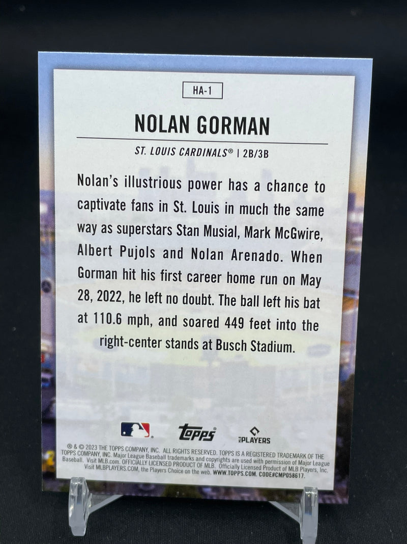 2023 TOPPS SERIES ONE - HOME FIELD ADVANTAGE - N. GORMAN -