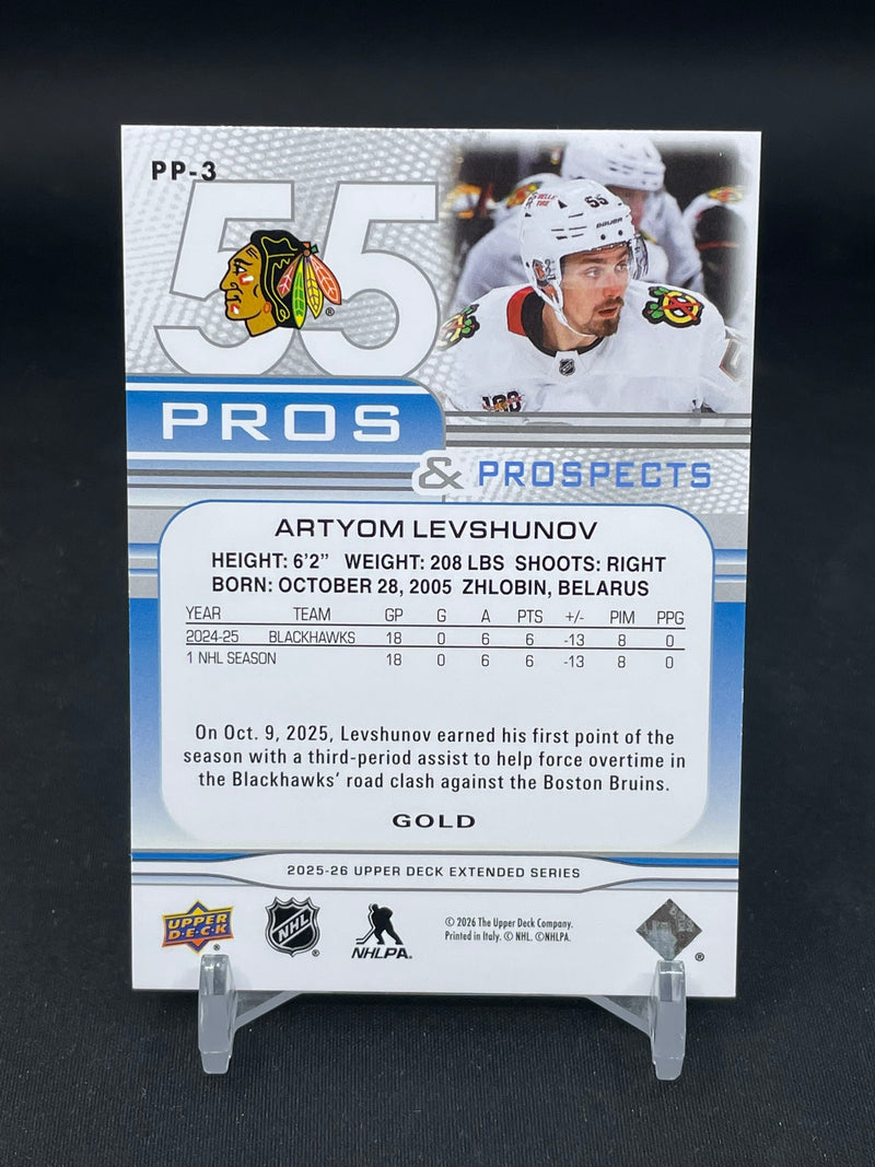 2025 UPPER DECK EXTENDED SERIES - GOLD - PROS & PROSPECTS - A. LEVSHUNOV - #PP-3 - #'D/250 - RC