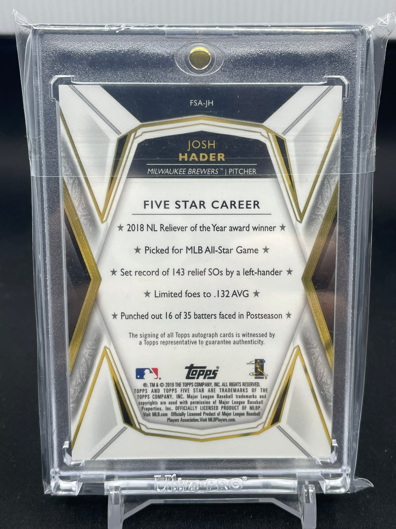 2019 TOPPS FIVE STAR - PURPLE - J. HADER - #FSA-JH - #'D/50 - AUTOGRAPH