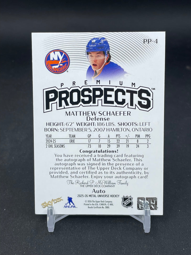 2025 UPPER DECK METAL UNIVERSE SKYBOX - PREMIUM PROSPECTS - M. SCHAEFER -