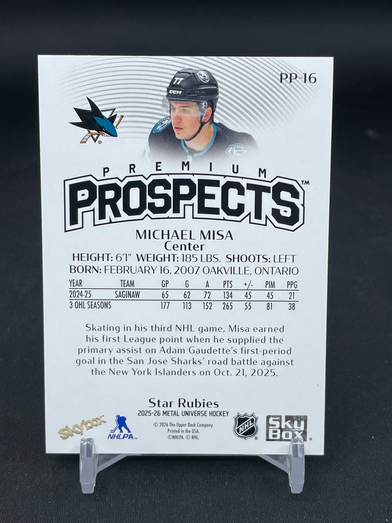 2025 UPPER DECK METAL UNIVERSE SKYBOX - STAR RUBIES - PREMIUM PROSPECTS - M. MISA - #PP-16 - #'D/50 - RC