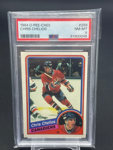 1984 O-PEE-CHEE - C. CHELIOS - #259 - PSA 8 - RC