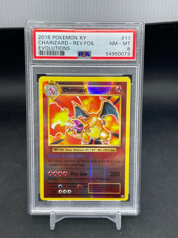POKEMON - EVOLUTIONS - CHARIZARD - REVERSE HOLO - #11 - PSA 8