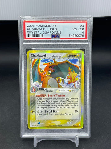 POKEMON - EX CRYSTAL GUARDIANS - CHARIZARD - HOLO - #4 - PSA 4