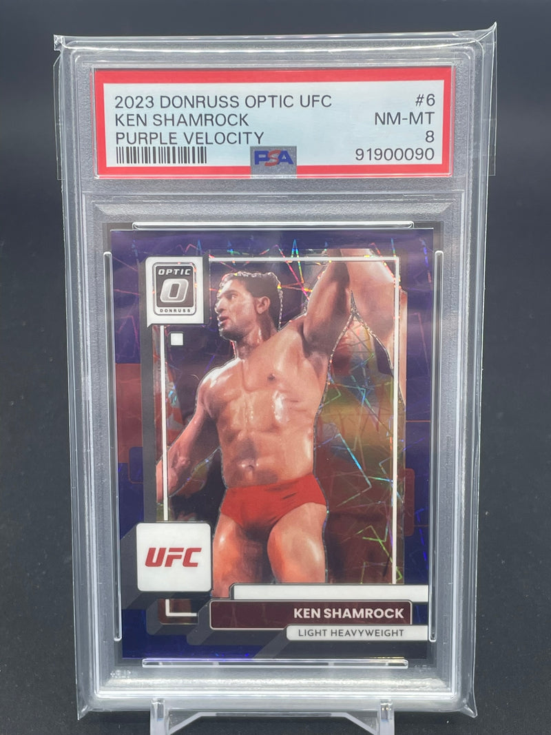 2023 PANINI DONRUSS OPTIC UFC - PURPLE VELOCITY - K. SHAMROCK - #6 - #'D/59 - PSA 8